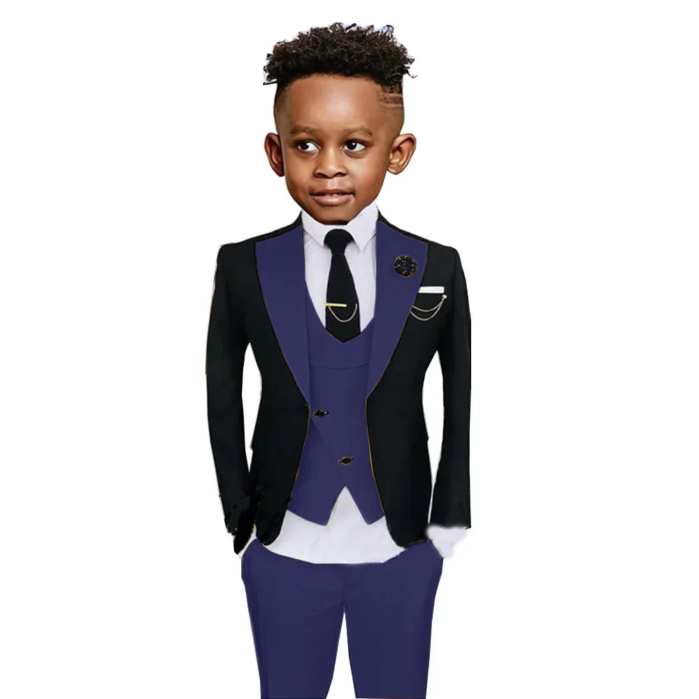 Colorful Kids Fashionable Suit Set 3 Pieces Performance Costumes High Quality Boys Suits Wedding Guest Tuxedo 2-20T