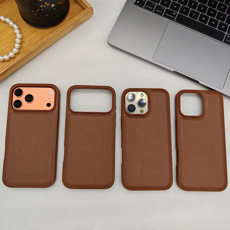Ultra Thin Epsom PU Leather Magnetic Phone Case Non-Slip Grip Anti Fingerprint Phone Cover for iPhone 17 Pro 17 Pro Max