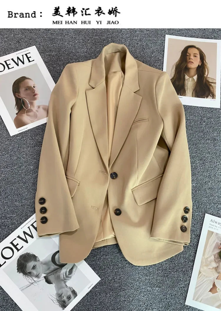 Elegant Office Lady Blazers for Women 2025 Fashion Long Sleeve Single Button Blazer Coats Female Top Suit Jackets Outerwears