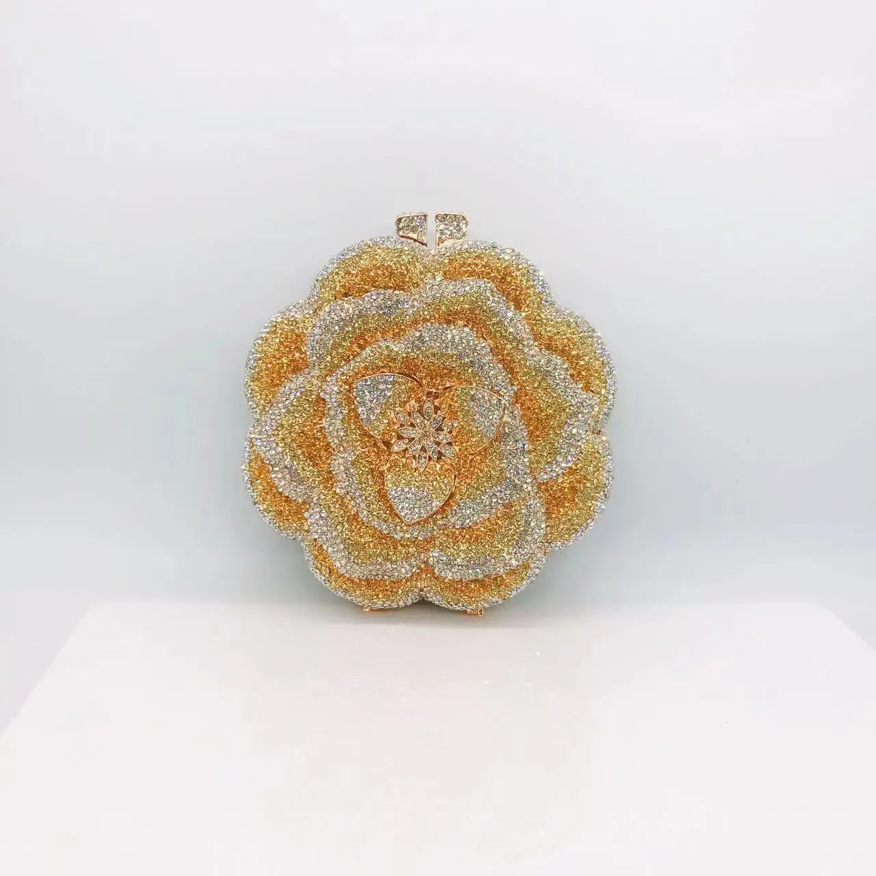 Rose Flower Crystal Evening Bags for Women Rhinestone Clutches Luxury Elegant Handbags Wedding Bride Gift Bags Banquet Shiny Bag