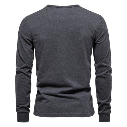 100% Cotton Long Sleeve Men's T-shirt Solid Color Letter Print Casual T shirts for Men New Spring Tops Tee Men Clothing
