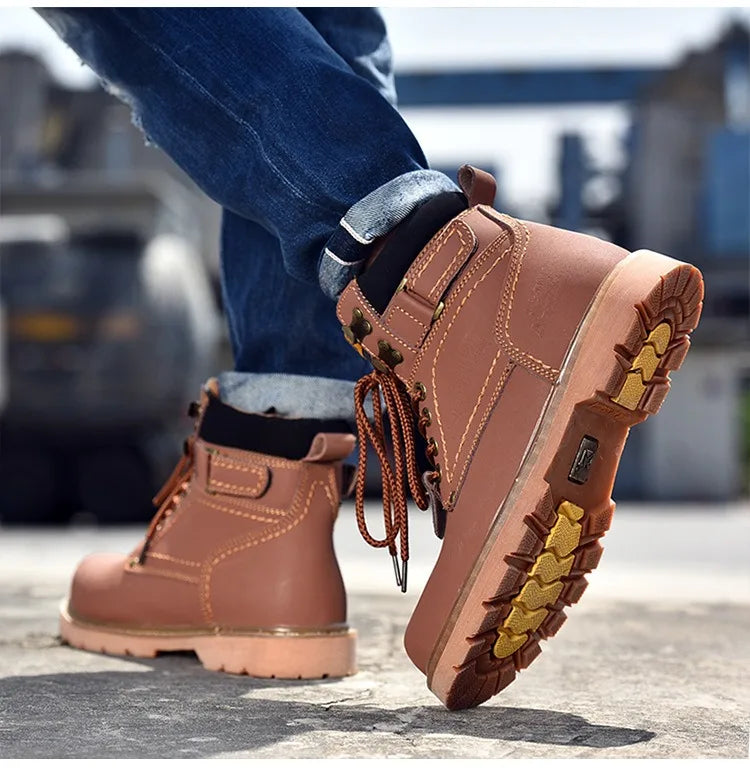 Genuine Leather Mens Women Winter Ankle Military Treking Snow Yellow Tactical Boots Outdoor for Men Work Shoes Sneakers