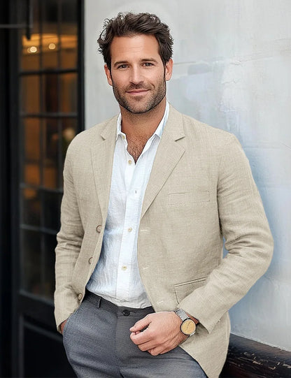 2025 New European Men's Suit Jacket Casual Solid Color Suit Jacket Business Casual Men's Suit Jacket Fashionable Jacket