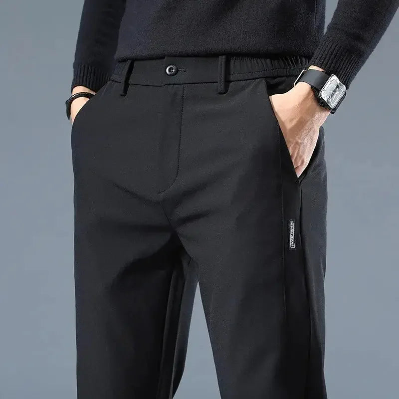 2026 Summer New Thin Ice Silk Stretch Men's Pants Casual Elastic Waist Smooth Trouser Pants Male Brand Clothing 5 Colour