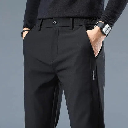 2026 Summer New Thin Ice Silk Stretch Men's Pants Casual Elastic Waist Smooth Trouser Pants Male Brand Clothing 5 Colour