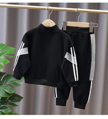 Spring Autumn Baby and Boys Half Zip Workout Sweatshirt+Sweatpant Set School Kids 2PCS Tracksuit Child Jogger Outfit 1-10Yr