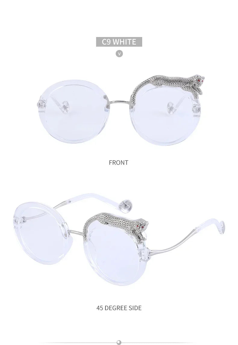 2025 Steampunk Metal Leopard Sunglasses Women Men Personalized Round Frame Sun Glasses Ladies Sunshade UV400 Gafas De Sol
