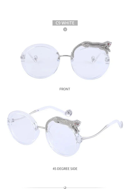 2025 Steampunk Metal Leopard Sunglasses Women Men Personalized Round Frame Sun Glasses Ladies Sunshade UV400 Gafas De Sol