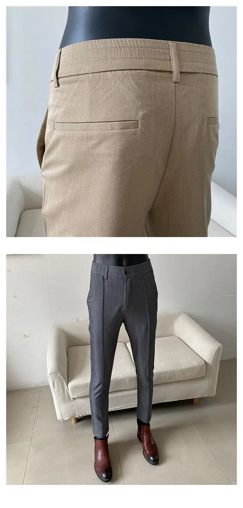 Summer New Light Thin Solid Color Suit Pants High Quality Slim Fit Stretch Trousers Men's Formal Business Social Dress Pants