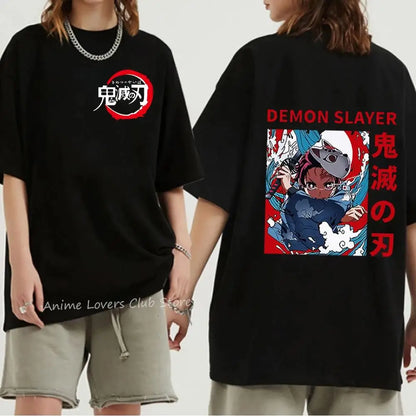 Japanese Anime Demon Slayer Graphic Print T Shirt Fashion Casual Crew Neck Short Sleeve Plus Size T Shirt Women