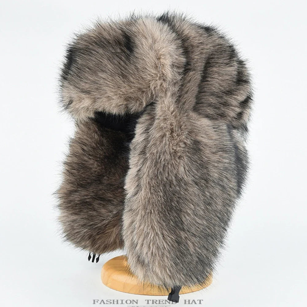 Bumper Hat Thick Warm Winter Fluffy Fur Hats for Men Women Windproof Snow Ski Earflap Cap Male Female Russian Hat Ushanka