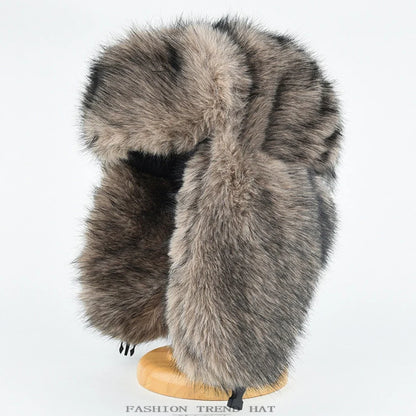 Bumper Hat Thick Warm Winter Fluffy Fur Hats for Men Women Windproof Snow Ski Earflap Cap Male Female Russian Hat Ushanka