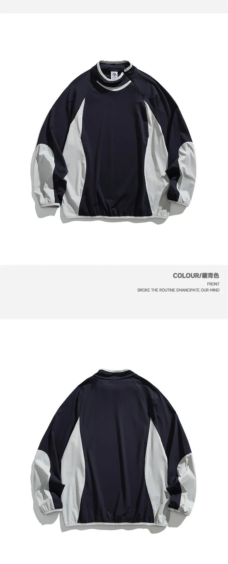 Spring New Arrival Techwear Color-Blocking Stand Collar Sweatshirt - American Designer Outdoor Sports Casual Loose Fit Top