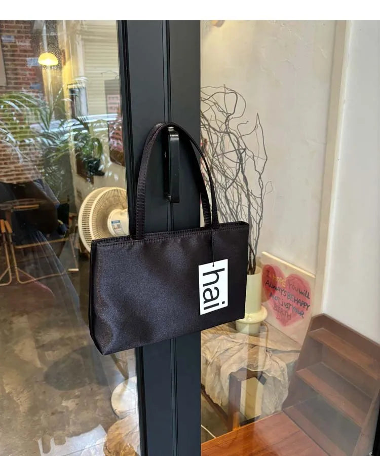 Luxury Premium Designer Elegant Womens Silk Satin Small Tote Solid Color Shoulder Underarm Purse Versatile Fashion Commuting Bag