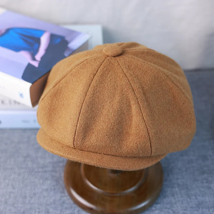New Wool Newsboy Cap Black Khaki Men Women British Gatsby Retro Hat Driver Flat Cap for Male Vintage Beret for Men 009