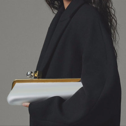 Long Clutch Bag with Removable Shoulder Strap, Women's Fashionable Baguette Bag, Luxury Designer Clip Handbag Purses for Ladies