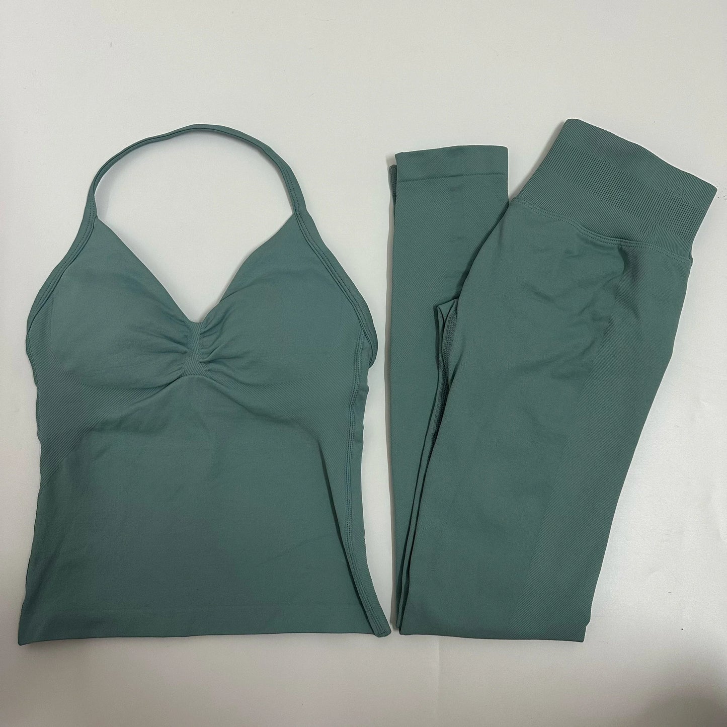 Yoga Leggings Set Women Backless Tank Tops High Waist Scrunch Gym Suit Fitness Clothes Outfit Workout Yoga Set