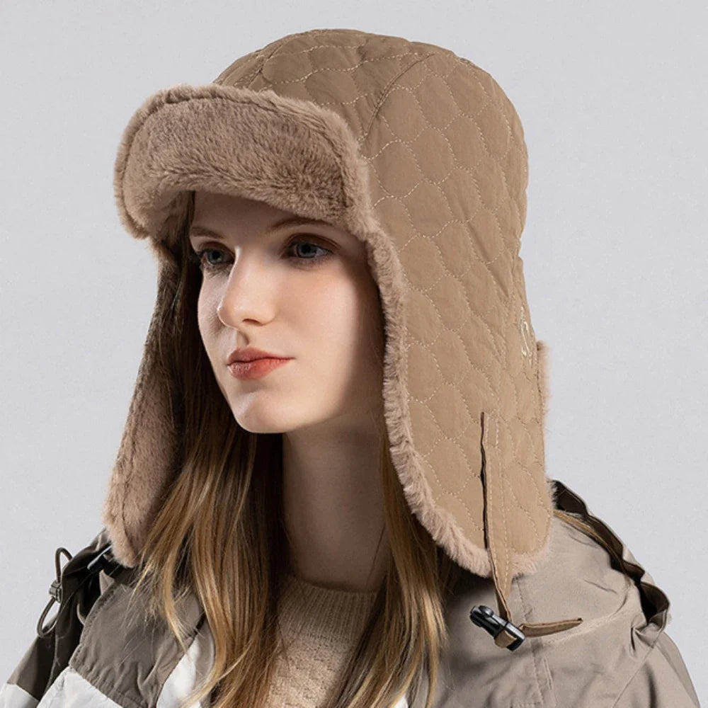 Russian Hat Soft Fur Lined Trapper Earflap Cap Windproof Autumn Winter Hats for Men Women Snow Ski Russian Cap Bomber Hat