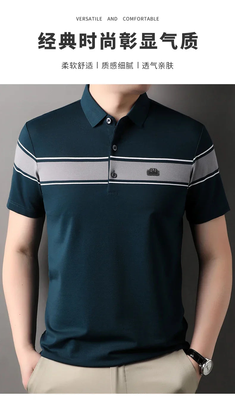 Summer best-selling high-end brand exquisite embroidery men's short sleeve POLO shirts breathable cotton casual business T-shirt