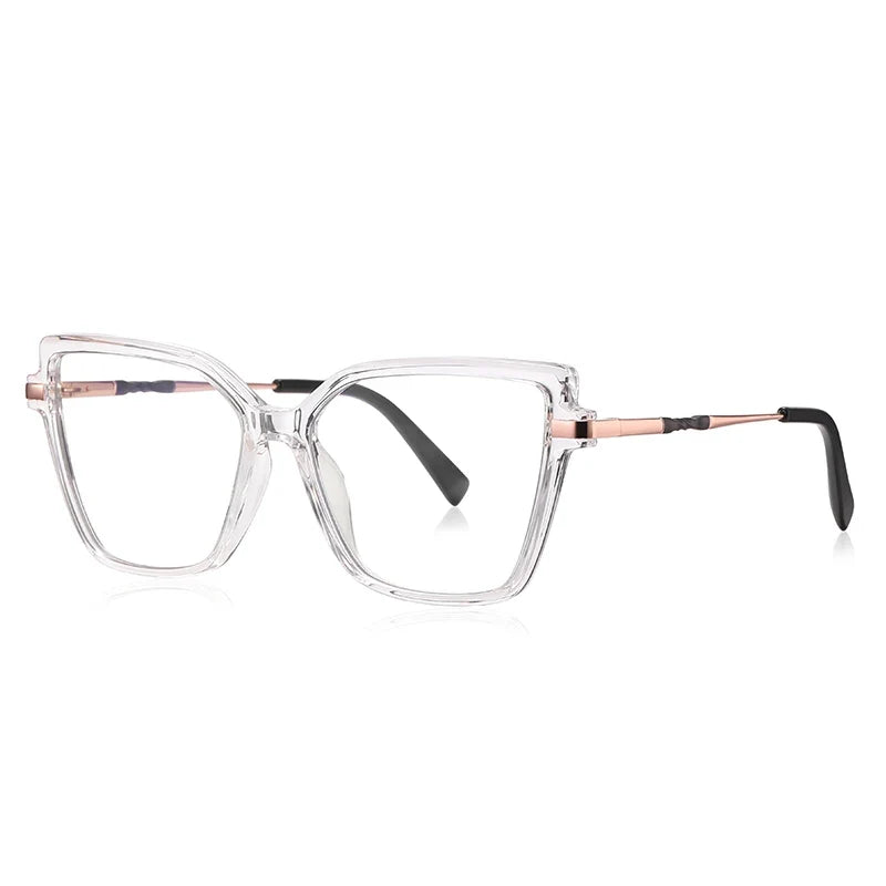 Simple Design Fashionable Large Frame Anti-Blue Light Glasses Women's Reading Glasses Customizable Prescription PFD2208