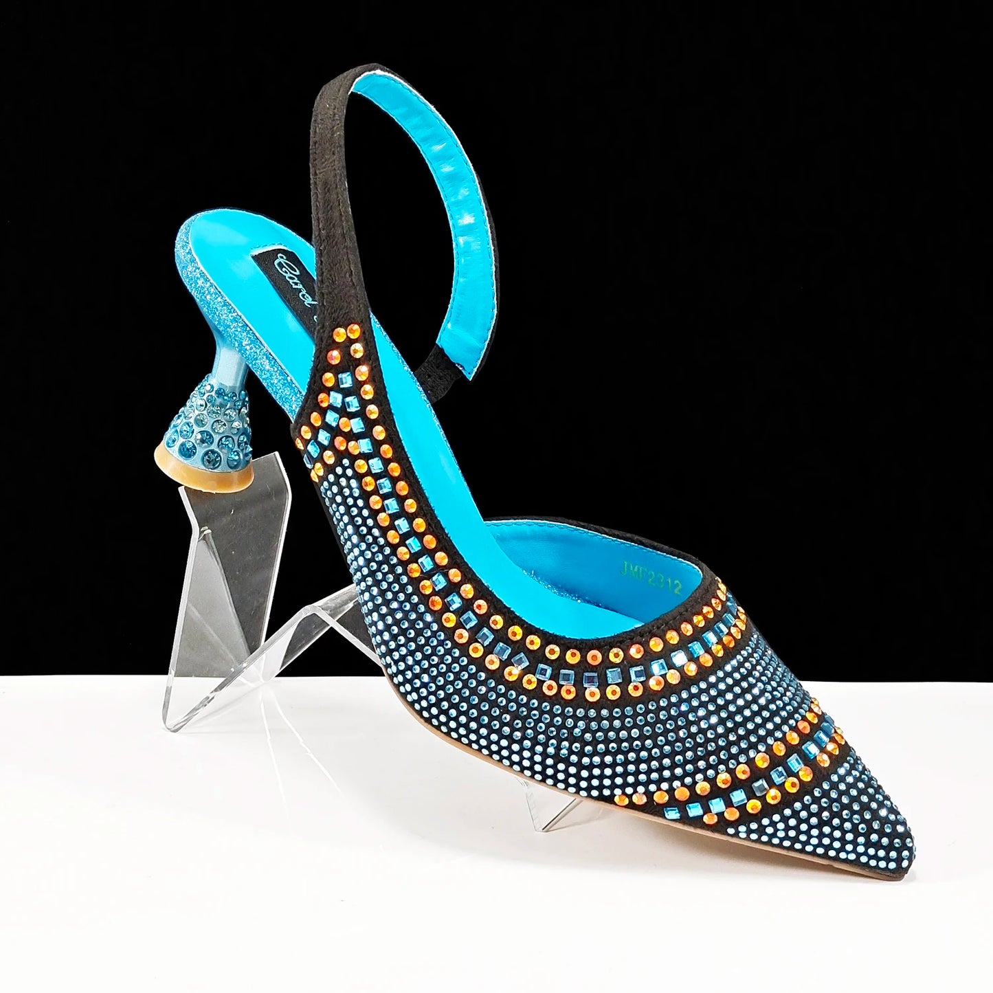New Italian Pumps and Bag To Party 2024 INS Style Pointed-Toe Rhinestone Elegant High Heels Champagne Wedge for Women
