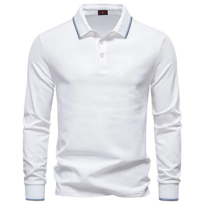 2025 New Men's Mock Neck Polo Shirts for Men Cotton Solid Color Long Sleeve Polo Desinger Social Luxury Touch Male