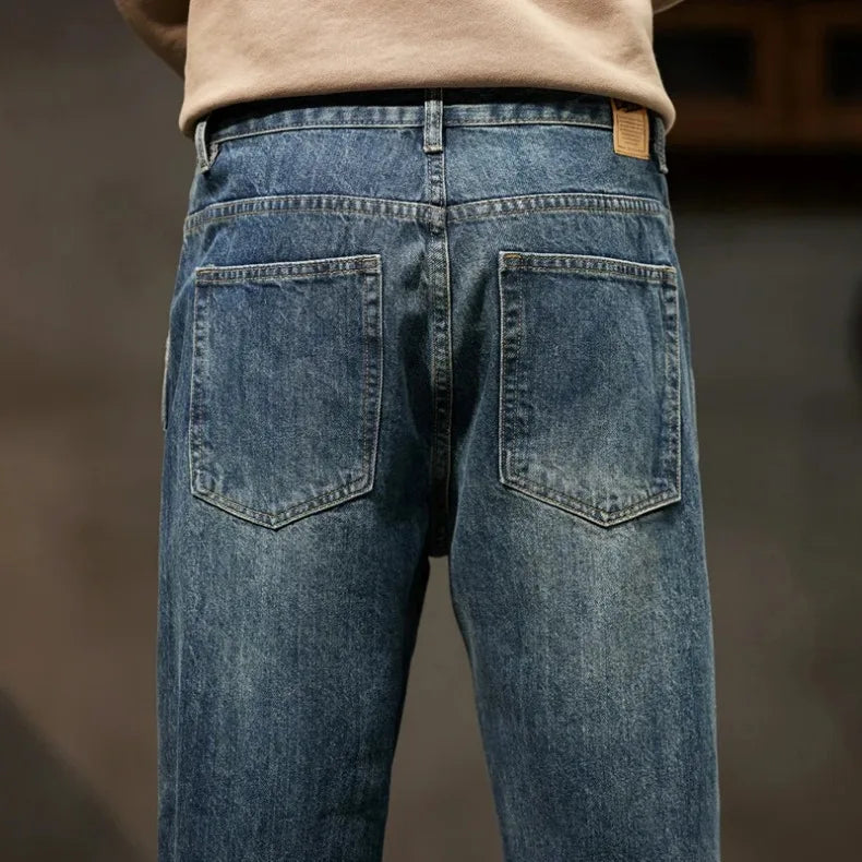 2025 Autumn and Winter New Loose and Versatile Harem Pants Retro Simple Fashion Solid Color Comfortable Versatile Jeans for Men