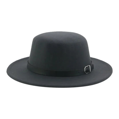 Felted Men Hats Solid Flat Top Belt Band Classic Simple Fedora Hats Khaki Camel Black White Red Casual Formal Dress Winter Hats
