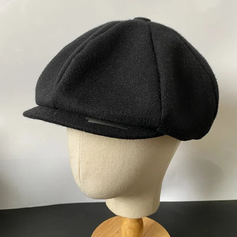 Newsboy Caps With Blade Fashion Men Wool Blend Flat Cap Peaky Hat Driving Hats Front Gatsby Cap for Male NC49