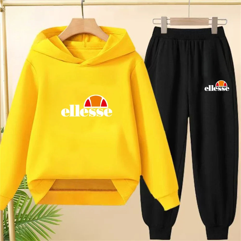 Black Children Hoodie Child print 3-12 Years Old Boys Girls Toddler hoodie Coat Top+Pants Stylish Casual Sweatshirt Set