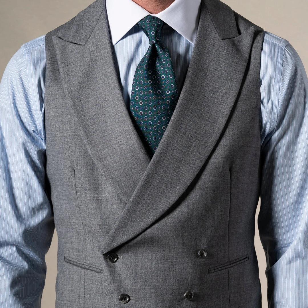Men Vest Gray Double Breasted With Lapel Solid Waistcoat For Wedding Banquet Business Work Office Casual Daily Men Suit Vest