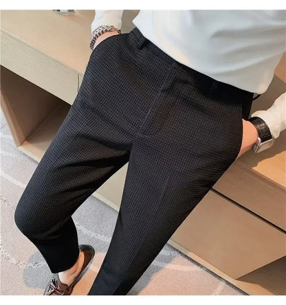 Spring Summer Men's Smart Casual Suit Pants Fashion Slim Fit Solid Color Youthful Vitality Suit Trousers Men Korean Dress Pants