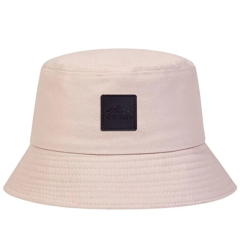 Unisex New York Leather Label Personality Bucket Hats Fishermen Caps Outdoor Casual Cap Sunscreen Hat