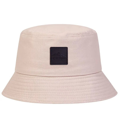Unisex New York Leather Label Personality Bucket Hats Fishermen Caps Outdoor Casual Cap Sunscreen Hat