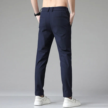 2024 Summer New  Men's Thin Straight Casual Pants Classic Style Light Gray Business Stretch Trousers Male Brand