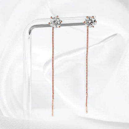 5/6.5mm Tassel Moissanite Drop Earrings Lab Diamond Sparkling Women Wedding Jewelry Pure 925 Silver Plated 18K Earring