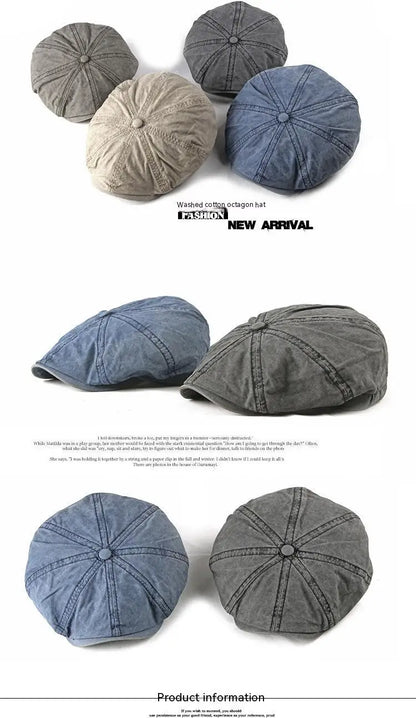 Men's Women's Beret Hat New Fashion Newsboy Caps Outdoor Streetwear Washed Denim Peaked Cap Casual Vintage Boina Hatss
