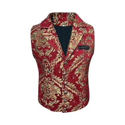 Four Seasons Men Suit Vest Contrast Color Printed Male Vest Slim Single-breasted Sleeveless Versatile Man Waistcoat