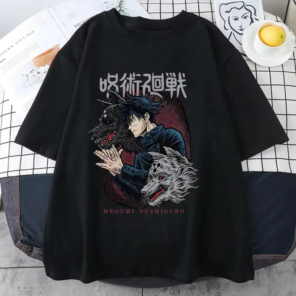 Fushiguro Megumi Printed T-shirt Men's Cool Street Loose T-shirt Summer Personalized Y2K Harajuku Shirt  Men T Shirt One Piece
