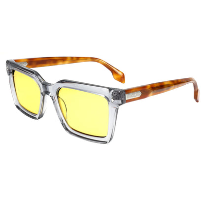 Designer Retro Rivet Tortoise Acetate Rectangle Sunglasses UV400 Non-Polarized Unisex Eyewear