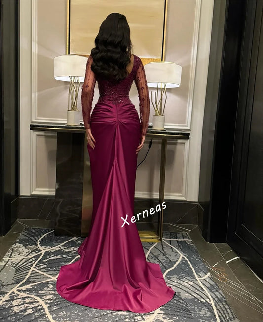 Customized High Quality Formal Luxury Evening Dress Glitter Long Sleeves Mermaid Floor-length Bespoke Occasion Elegant Party