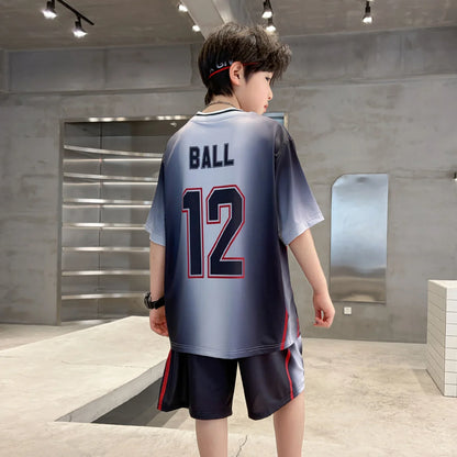 2026 New Summer Children Sports Suit Basketball T-shirt And Shorts Clothing Set for Teen Boys Age 6-16 Years Kids Sporty Jersey