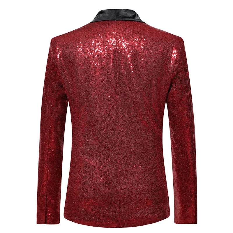 Shiny Gold Men Sequin Glitter Embellished Blazer Jacket, Nightclub Prom Suit Coats Mens Costume Homme Stage Clothes For Singers