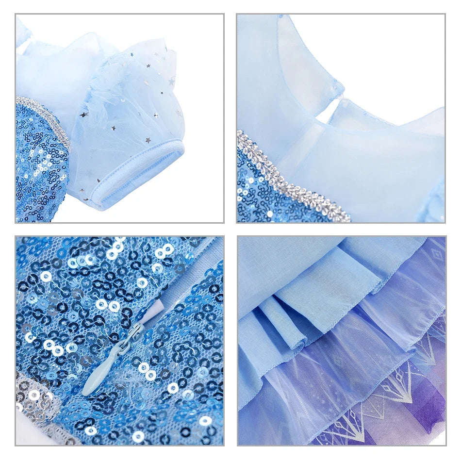 Kids Girl Cosplay Elsa Princess Costume Luxury Sequins Birthday Prom Gown Fancy Carnival Toddler Clothing Halloween Role Playing