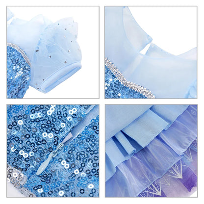 Kids Girl Cosplay Elsa Princess Costume Luxury Sequins Birthday Prom Gown Fancy Carnival Toddler Clothing Halloween Role Playing