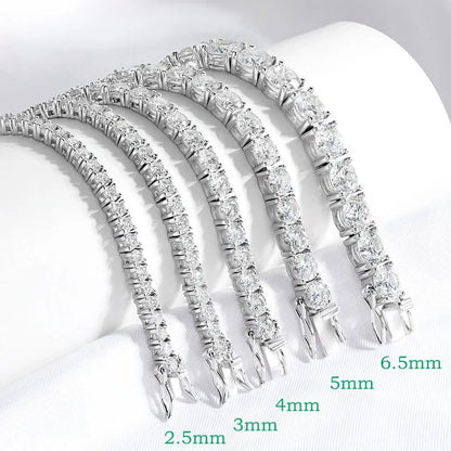2-6.5mm Real Moissanite Tennis Bracelet for Women Christmas Gift Platinum Plated 100% 925 Sterling Silver Wedding Jewelry
