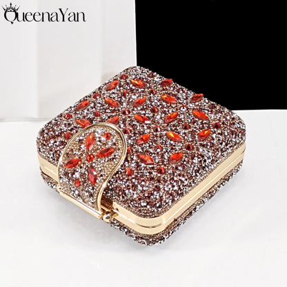 Elegant Full High Quality Diamond Design Olive Color Italian Women's Shoe and Handbag Set for Weddings and Special Occasions