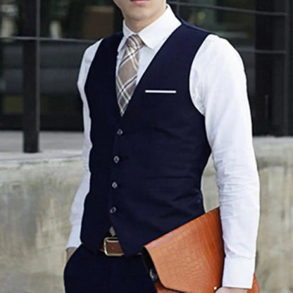 2025 Men Vest Single-breasted V Neck Formal Waistcoat Suit Vest Men Wedding Summer Beach One Piece Waistcoat V Neck Fashion Cost