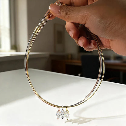3CT 7*14MM Marquise Cut Moissanite Necklace for Women Solitaire Pendant Sparkling Chain Lab Diamond Pure 925 Jewelry