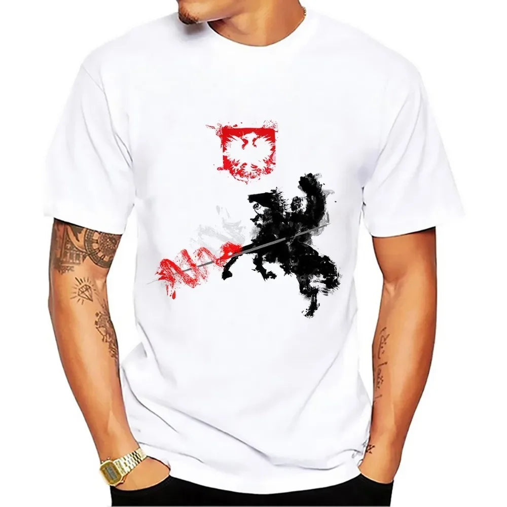 Hussar Artistic knight t shirt men summer new white short sleeve casual homme cool Polish cavalry tshirt unisex